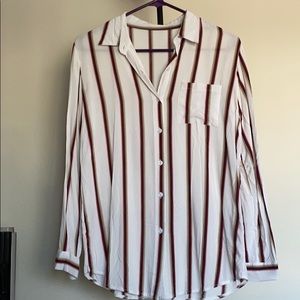Red stripe collared shirt